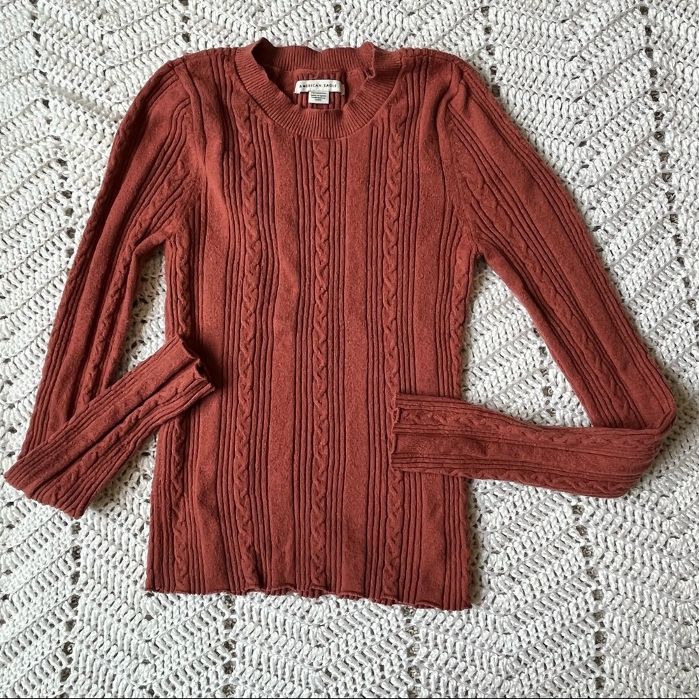 American Eagle Burnt Orange Knit Sweater